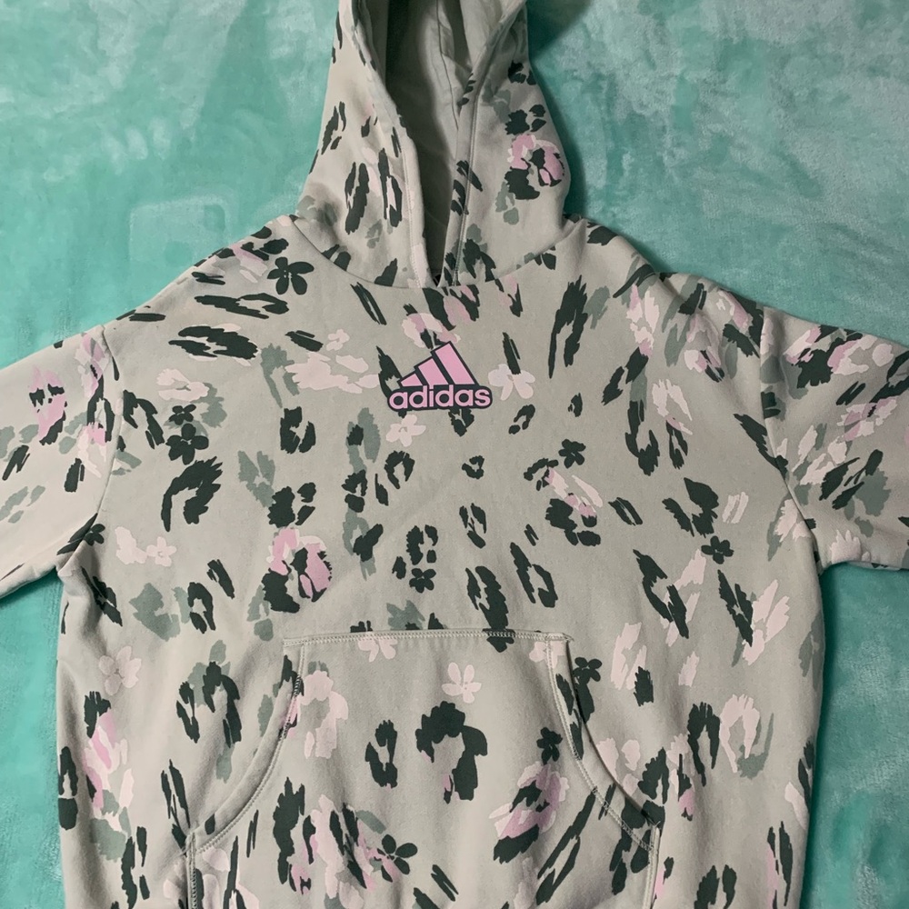 Adidas Girls L Green and Pink Hoodie
